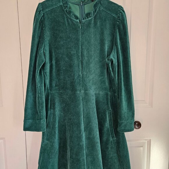 ME+EM Corduroy Velour Green Long Sleeve Swing Dress Size 12 - Picture 4 of 12